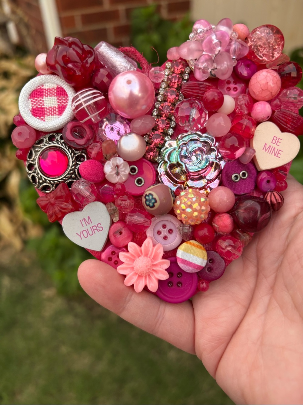 Handmade Heart-Shaped Pink Ornament